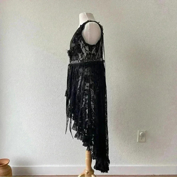 Eva Lady Women's Gothic Punk Lace Over High Low Dress Intimates $120 Size L NWOT - Picture 5 of 13